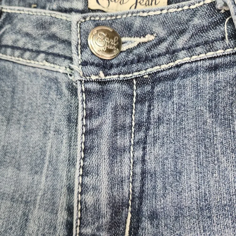 Earl Jeans Women’s 8P Bootcut Blue Stretch Denim Mid Rise Embellished Soft 32x26 - Picture 6 of 13